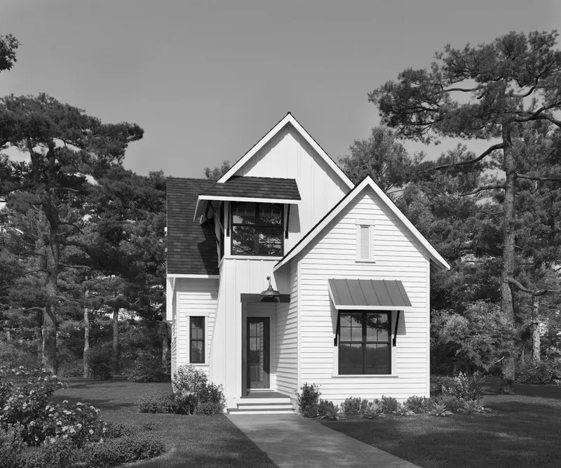 Grey house plan exterior